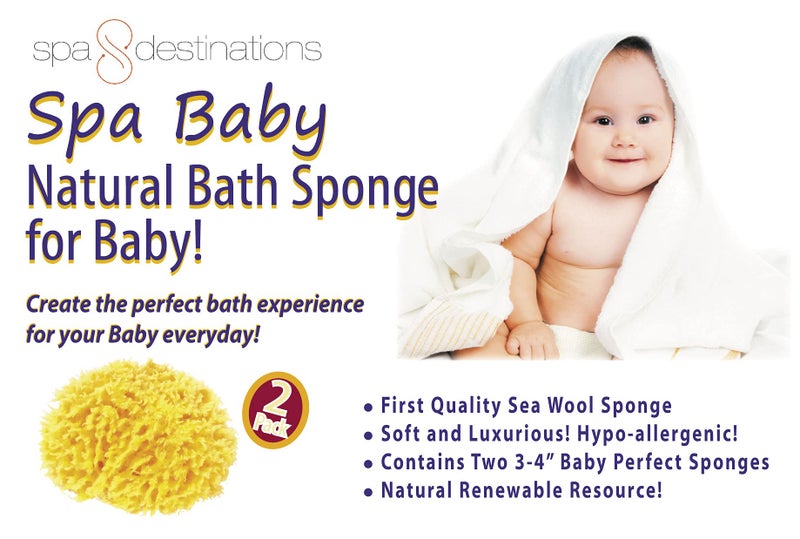 spa destinations Spa Baby Absorbent Natural Bath Sponge Spa Destinations. Ultra Soft Premium Sea Wool Sponge, Biodegradable, Bath Accessories Baby and Kids, Infant Bath. Two (2) Pack 3-4 inch for Moms - Image 5