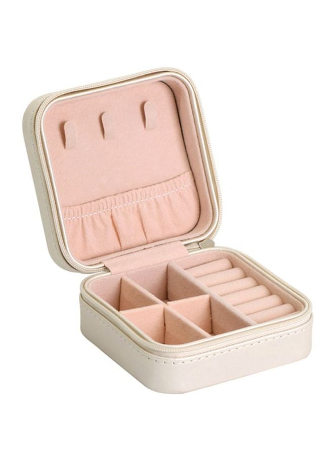 docooler Portable Travel Jewelry Organizer Box Beige/Pink - Image 1