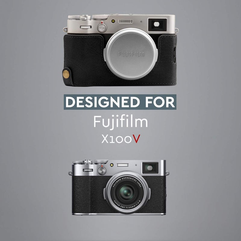 MegaGear MG1894 Ever Ready Genuine Leather Camera Half Case Compatible with Fujifilm X100V - Black - Image 5