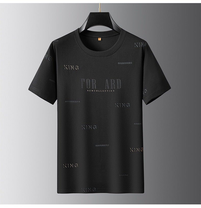 Men'S Summer Fashionable Round Neck Fat Guy Short-Sleeved T-Shirt Plus Size Large Size Fashionable Fat Guy Men'S Short-Sleeved T-Shirt - Image 1