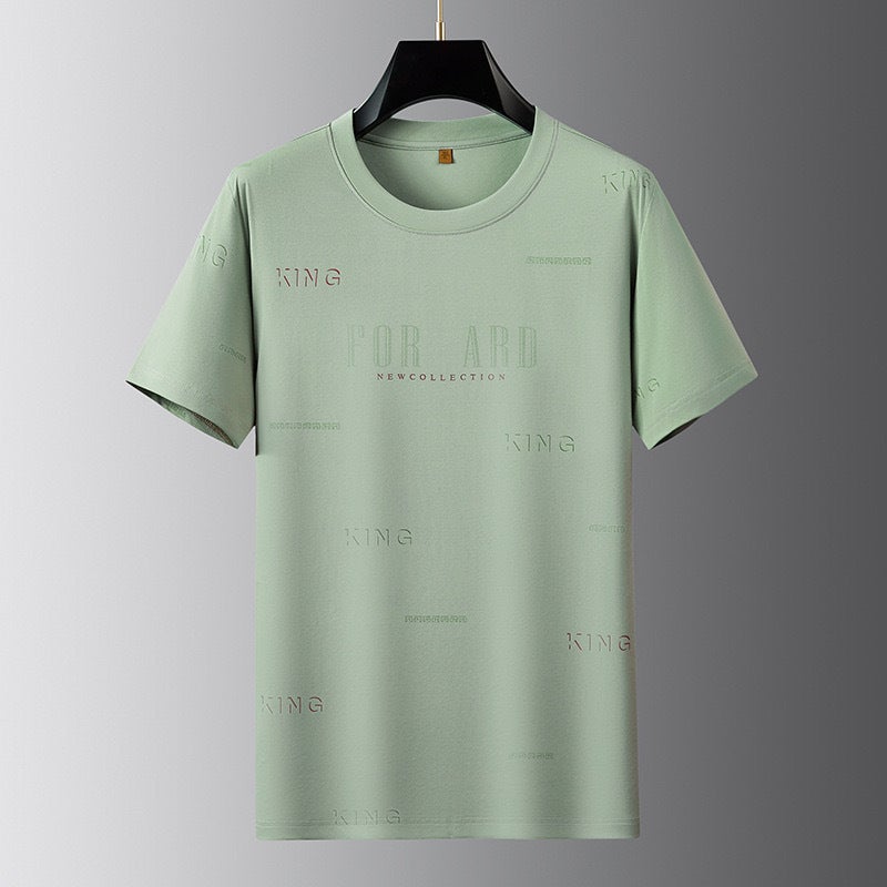 Men'S Summer Fashionable Round Neck Fat Guy Short-Sleeved T-Shirt Plus Size Large Size Fashionable Fat Guy Men'S Short-Sleeved T-Shirt - Image 5