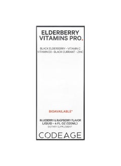 Codeage Codeage, Elderberry Vitamins Pro, Blueberry & Raspberry, 4 fl oz (120 ml)  - Image 1