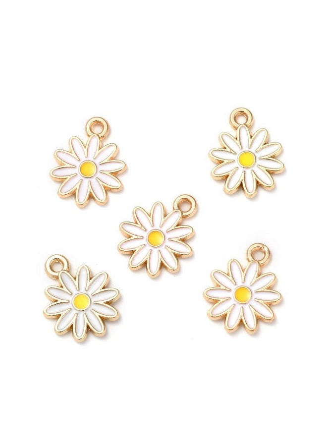 DanLingJewelry - 100 Pcs Alloy Enamel Chrysanthemum Girls Charms Pendant Diy Jewelry Making Bracelet Necklace Christmas Decoration - Image 1