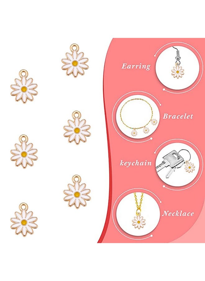 DanLingJewelry - 100 Pcs Alloy Enamel Chrysanthemum Girls Charms Pendant Diy Jewelry Making Bracelet Necklace Christmas Decoration - Image 1