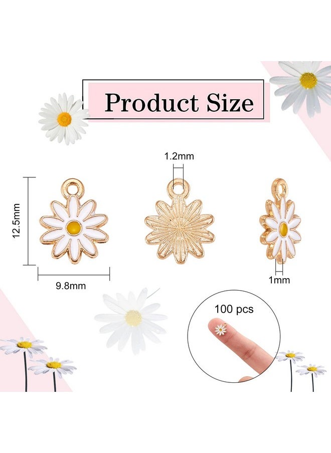 DanLingJewelry - 100 Pcs Alloy Enamel Chrysanthemum Girls Charms Pendant Diy Jewelry Making Bracelet Necklace Christmas Decoration - Image 1