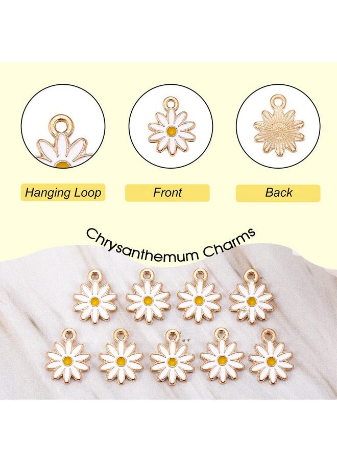 DanLingJewelry - 100 Pcs Alloy Enamel Chrysanthemum Girls Charms Pendant Diy Jewelry Making Bracelet Necklace Christmas Decoration - Image 1