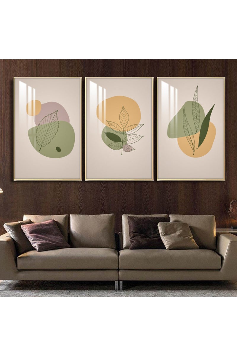 Marktna Three wooden wall painting with a frame and a clear acrylic layer - Image 1