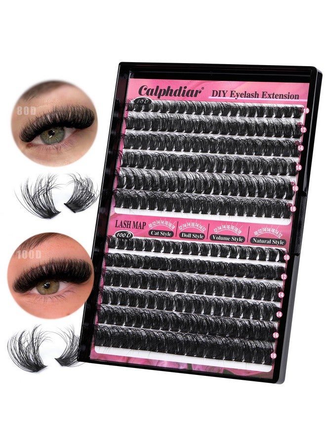 calphdiar Sh Clusters 80D+100D Thick Eyelash Clusters D Curl Cluster Eyelash Extensions Russian Cluster Lashes Wispy Lashes Clusters 234Pcs False Mink Eyelashes 10-18Mm Diy Lash Extension By Calphdiar - Image 1