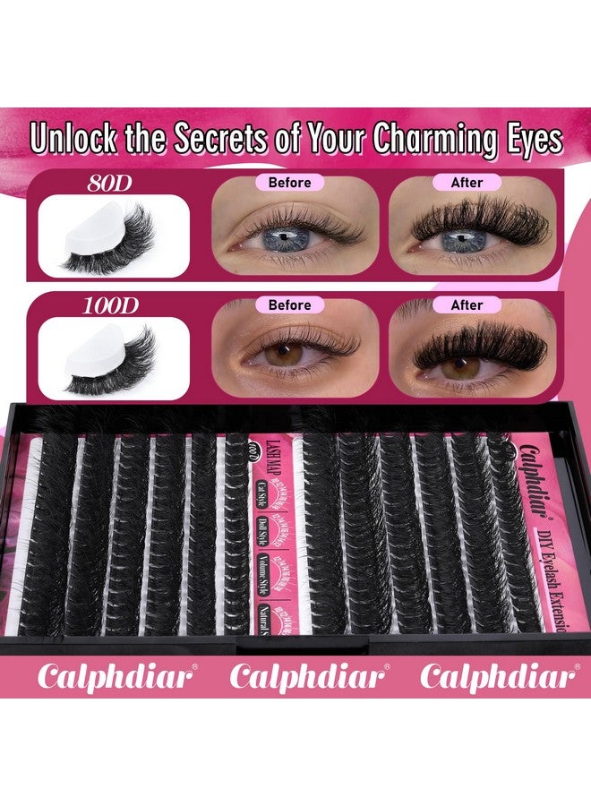 calphdiar Sh Clusters 80D+100D Thick Eyelash Clusters D Curl Cluster Eyelash Extensions Russian Cluster Lashes Wispy Lashes Clusters 234Pcs False Mink Eyelashes 10-18Mm Diy Lash Extension By Calphdiar - Image 3