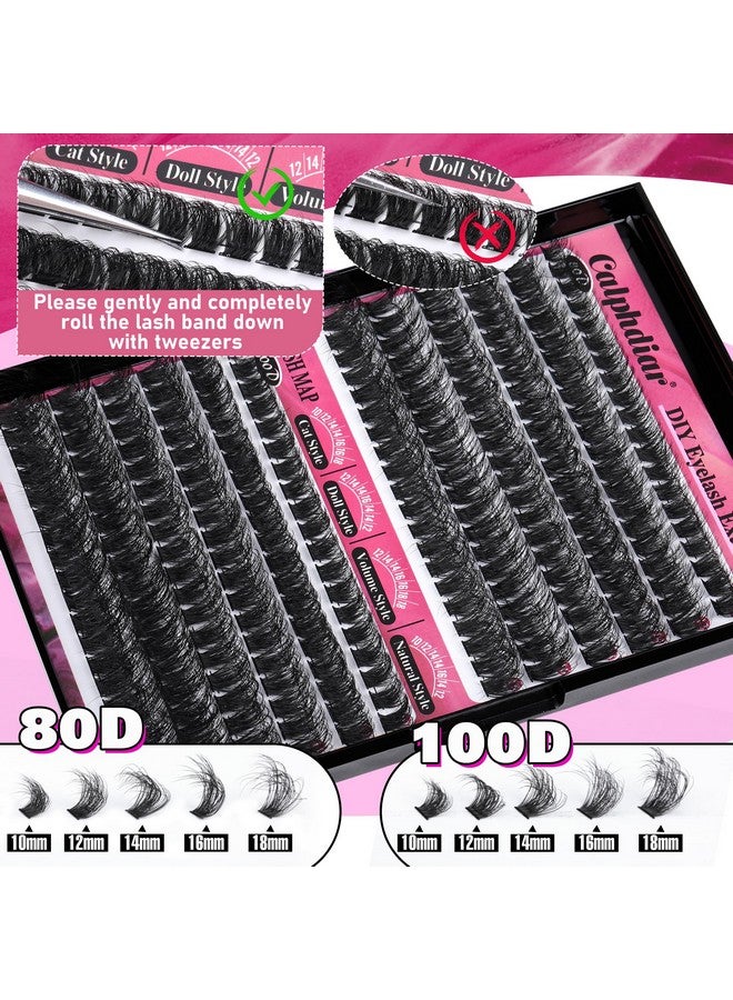 calphdiar Sh Clusters 80D+100D Thick Eyelash Clusters D Curl Cluster Eyelash Extensions Russian Cluster Lashes Wispy Lashes Clusters 234Pcs False Mink Eyelashes 10-18Mm Diy Lash Extension By Calphdiar - Image 4