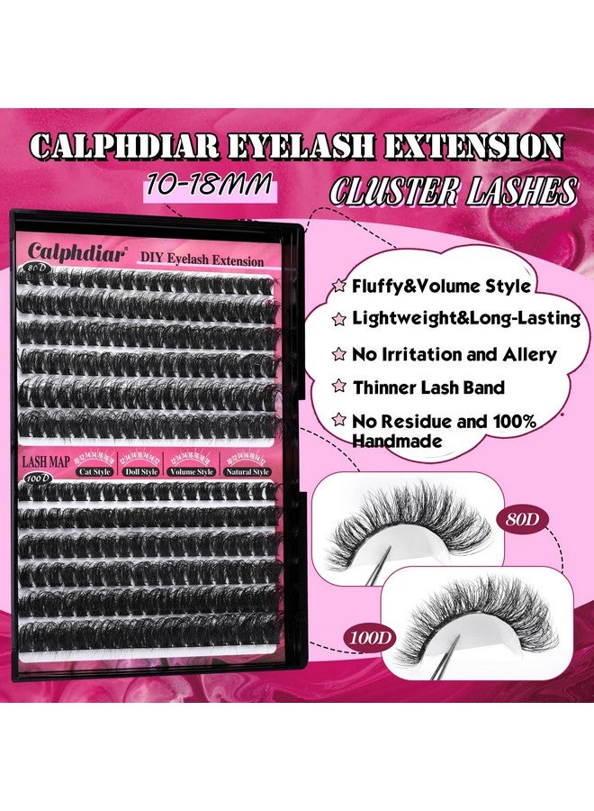 calphdiar Sh Clusters 80D+100D Thick Eyelash Clusters D Curl Cluster Eyelash Extensions Russian Cluster Lashes Wispy Lashes Clusters 234Pcs False Mink Eyelashes 10-18Mm Diy Lash Extension By Calphdiar - Image 2