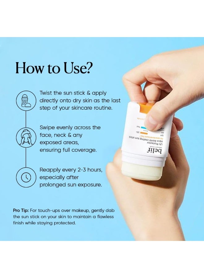 Belif Aqua Bomb Cooling Sun Stick 14g | SPF 50+ PA++++ – Hydrating, Mess-Free, Invisible Finish – With Hyaluronic Acid & Niacinamide – Sweatproof, Travel-Friendly, Makeup-Friendly Sunscreen - Image 4