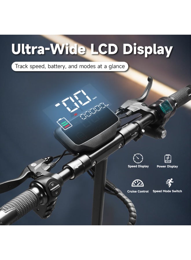 Crony V10 Big Display 1200W Motor Electric Scooter – 45-68KM/H Speed, 20-40KM Range, 10” Off-Road Tires, 48V 12AH Battery, Dual Suspension, Dual Disc Brakes, Foldable Aluminum Frame, Triple LED Headlights, LED Base Lighting, Heavy Duty 120KG Load, Electric Scooter with Seat for Adults, Perfect for Fast Urban Commuting and Outdoor Adventures - Image 3