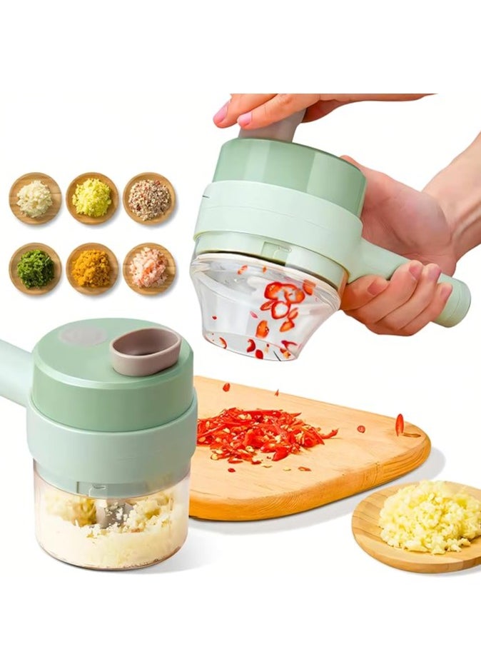 SUPREMIUM - 4-in-1 Handheld Electric Vegetable Cutter Set, Mini Garlic Chopper, Portable Food Processor, Wireless Vegetable Slicer, Multifunctional Chopper with USB Charging for Garlic, Onion, Meat, Chi - Image 1
