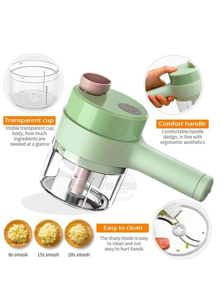 SUPREMIUM - 4-in-1 Handheld Electric Vegetable Cutter Set, Mini Garlic Chopper, Portable Food Processor, Wireless Vegetable Slicer, Multifunctional Chopper with USB Charging for Garlic, Onion, Meat, Chi - Image 1