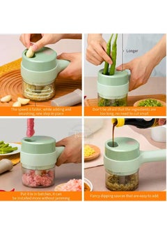 SUPREMIUM 4-in-1 Handheld Electric Vegetable Cutter Set, Mini Garlic Chopper, Portable Food Processor, Wireless Vegetable Slicer, Multifunctional Chopper with USB Charging for Garlic, Onion, Meat, Chi  - Image 4
