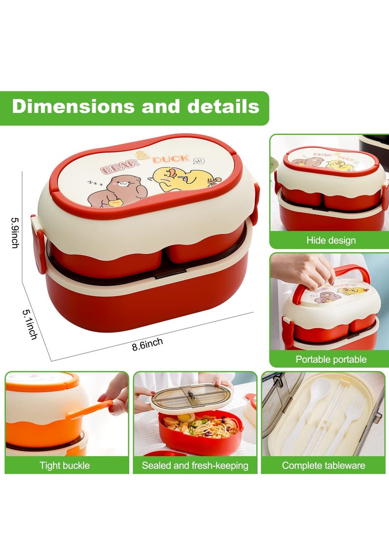 Excefore - Bento Box Adult Lunch Box Stackable 56OZ Bento Boxes for Adults Lunch Containers Leak Proof Adult Bento Box with Removable Compartments Bento Box Lunch Box Microwave Safe - Image 1