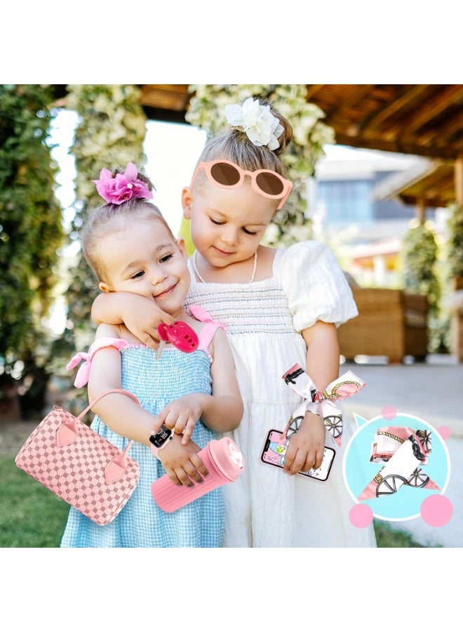 AM ANNA Play Purse for Little Girls, 32PCS Toddler Purse with Pretend Makeup for Kids, Princess Toys Includes Handbag, Phone, Wristwatch, Silk Scarf Kids Toy Purse Birthday Gift for Girls 3 + - Image 3