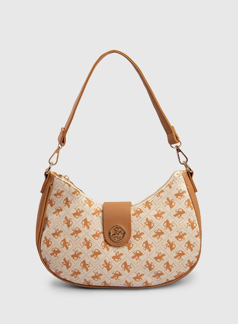 BEVERLY HILLS POLO CLUB Logo Patterned Shoulder Bag