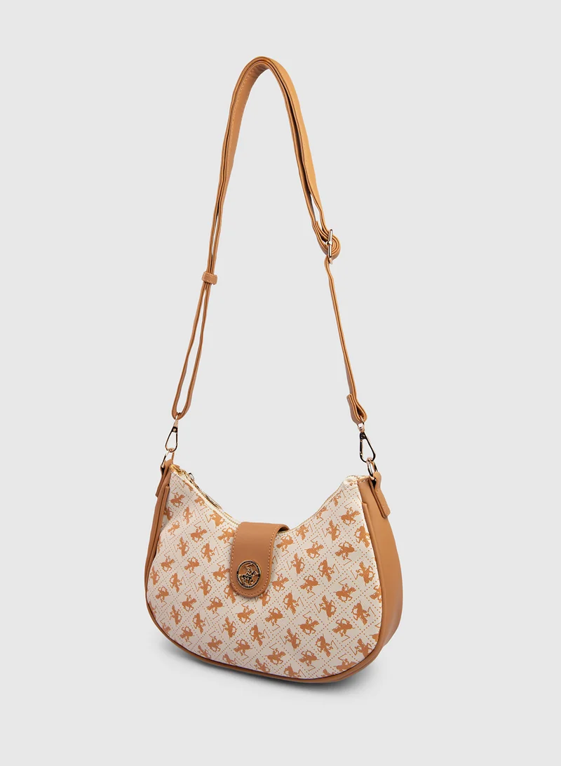 BEVERLY HILLS POLO CLUB Logo Patterned Shoulder Bag