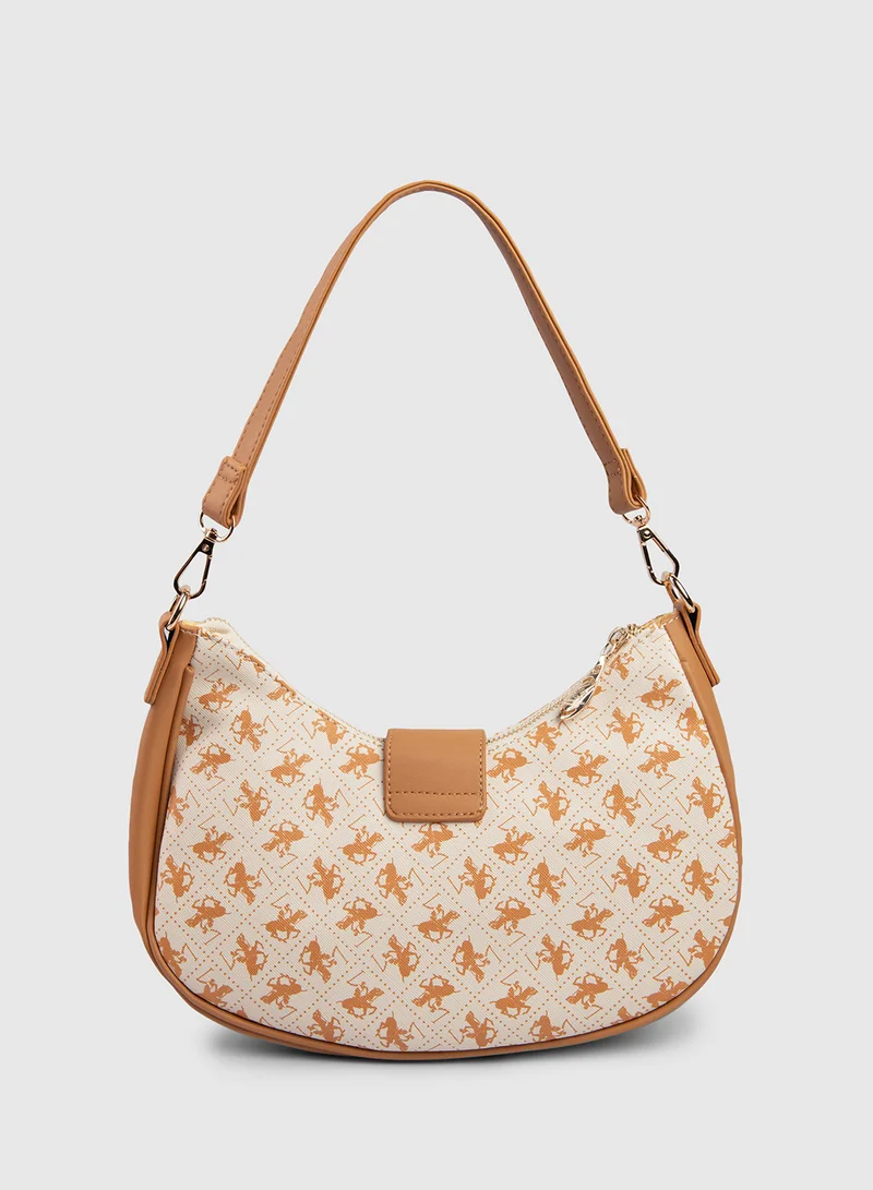 BEVERLY HILLS POLO CLUB Logo Patterned Shoulder Bag