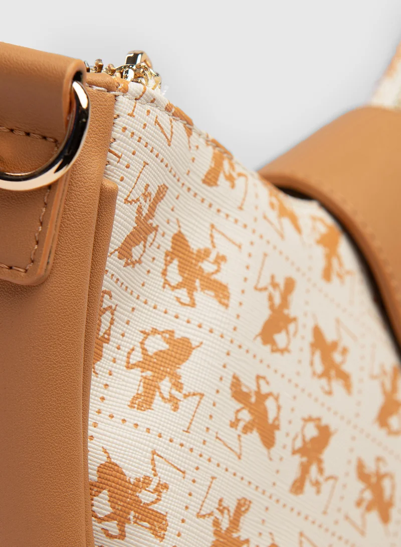 BEVERLY HILLS POLO CLUB Logo Patterned Shoulder Bag