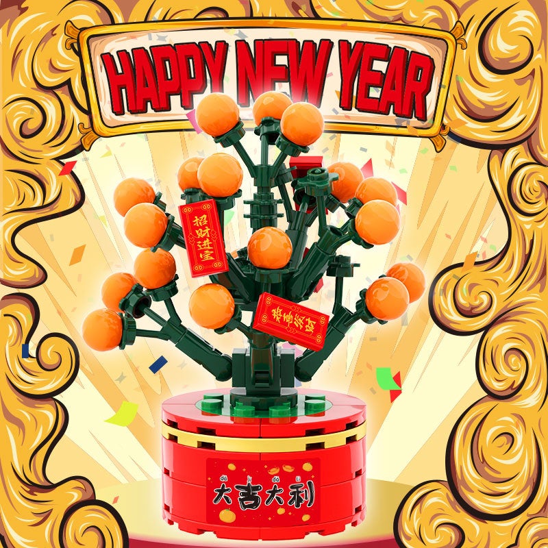 Compatible With Lego Lucid Orange Tree Building Blocks Assembled Toys Educational Children Girls New Year Ornaments Diy Gift - Image 3