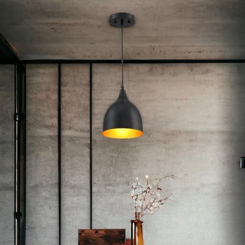 GreyWings Modern Black Aluminium Dome Hanging Pendant Light for Ceiling, Adjustable Cord, E-27 Holder, Antique Decor, Bulb is not Included.Pack of 3 - Image 2