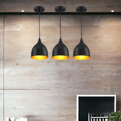 GreyWings Modern Black Aluminium Dome Hanging Pendant Light for Ceiling, Adjustable Cord, E-27 Holder, Antique Decor, Bulb is not Included.Pack of 3 - Image 5