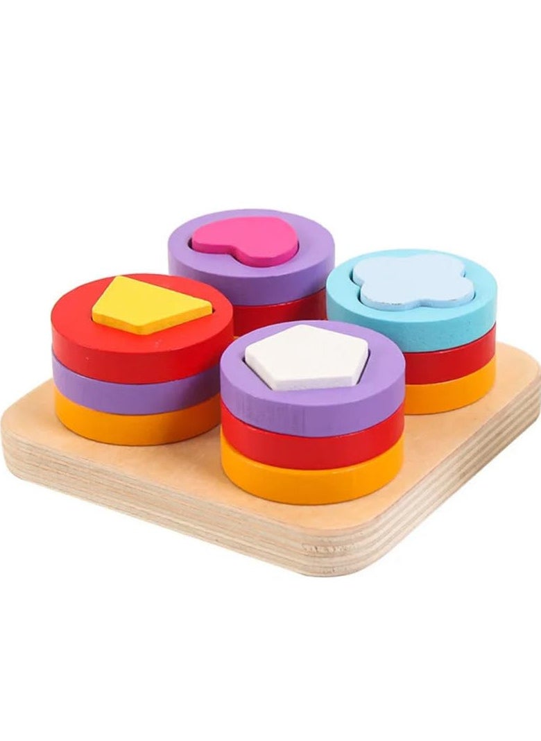 TOYARTSY Wooden Sorting and Stacking Toys for Kids Geometri Shape Color Blocks Puzzle Early Learning Board Game Gifts for Kids  - Image 2