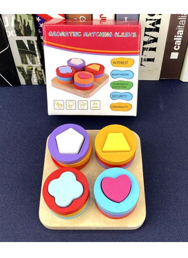 TOYARTSY Wooden Sorting and Stacking Toys for Kids Geometri Shape Color Blocks Puzzle Early Learning Board Game Gifts for Kids  - Image 4