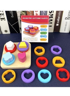 Generic TOYARTSY Wooden Sorting and Stacking Toys for Kids Geometri Shape Color Blocks Puzzle Early Learning Board Game Gifts for Kids  - Image 5