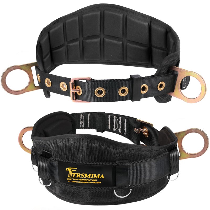 TT TRSMIMA TRSMIMA Safety Harness Climbing Belt - Black Body Fall Protection Men Roof Tree Work Waist-Tongue Buckle Pad D-Ring - Image 1