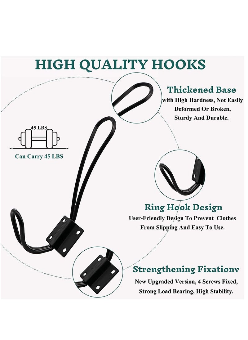 Rustic Entryway Hooks-6 Pack Farmhouse Hooks with Metal Screws Included, Black Decorative Wall Mounted Rustic Coat Hooks Rack, Double Vintage Organizer Hanging Wire Hook Clothes Hanger - Image 3