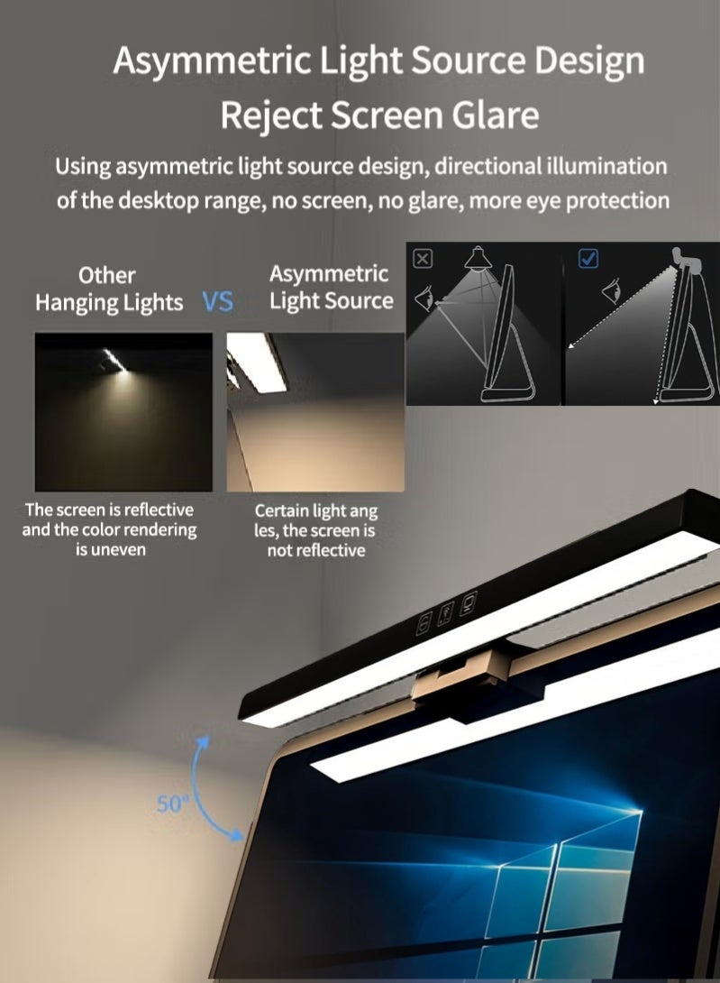 كيبانج شريط إضاءة لشاشة الكمبيوتر المحمول ، 3 أضواء LED لشاشة الألوان (3000/4000 / 6000K) ، شريط إضاءة شاشة LED قابل للتعتيم ، مصباح يعمل بالطاقة USB للعبة المنزل المكتبية (الضوء الأبيض) - Image 4