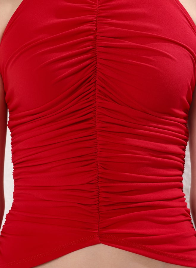 trendyol Red Drape Detailed Knitted Bustier - Image 3