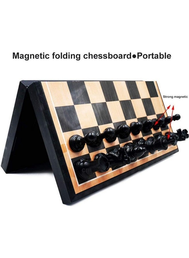 Sujata Sports Megnetic Plastic Wooden Handmade Foldable Magnetic Chess Board Set Plastic Wooden with Magnetic Pieces and Extra Queens for Kids and Adults (Brown) (Size 11 Inch) - Image 2