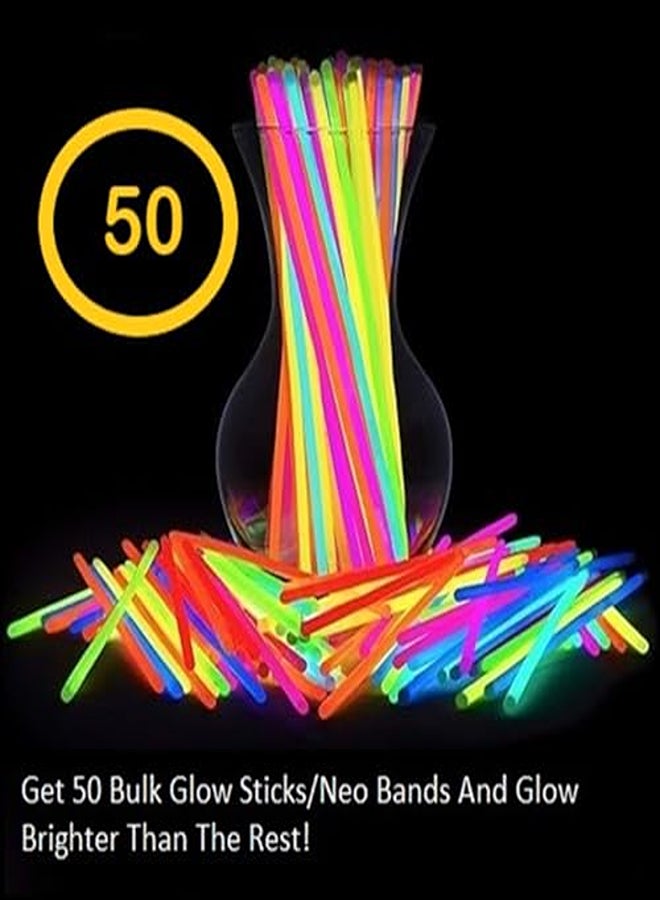 Lucid…We Build Relations 50 Count Bulk Premium Glowing Sticks/Neon Bands Party, Get Together, DJ Night, Bachelor Party, Waterproof, Connector Make Bracelets, Necklace, Waist Belt, Etc. Safe for Kids - Image 2