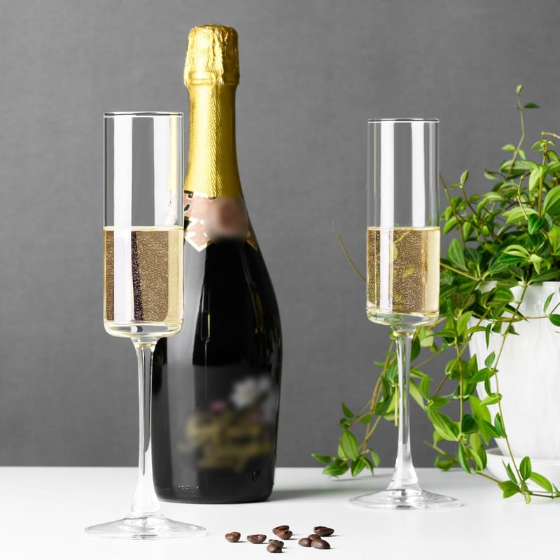 PARACITY Champagne Flutes, Champagne Glasses Set of 2, Elegant 6oz Glass Champagne Flutes, Gift for Birthday, Wedding, Christmas, Clear Sparkling Champagne Glasses for Women, Men - Image 5