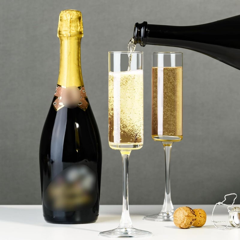 PARACITY Champagne Flutes, Champagne Glasses Set of 2, Elegant 6oz Glass Champagne Flutes, Gift for Birthday, Wedding, Christmas, Clear Sparkling Champagne Glasses for Women, Men - Image 3