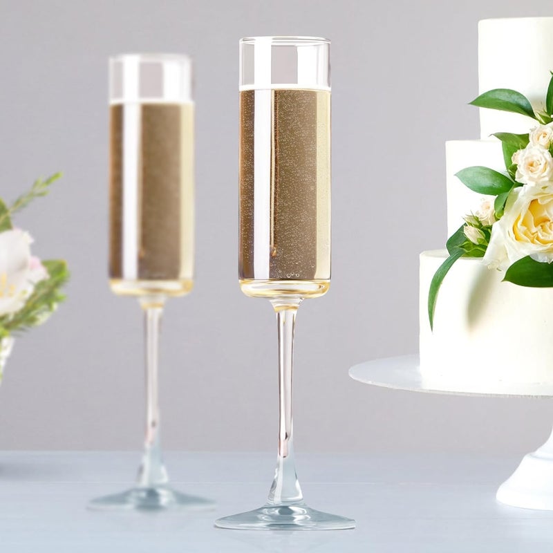 PARACITY Champagne Flutes, Champagne Glasses Set of 2, Elegant 6oz Glass Champagne Flutes, Gift for Birthday, Wedding, Christmas, Clear Sparkling Champagne Glasses for Women, Men - Image 4