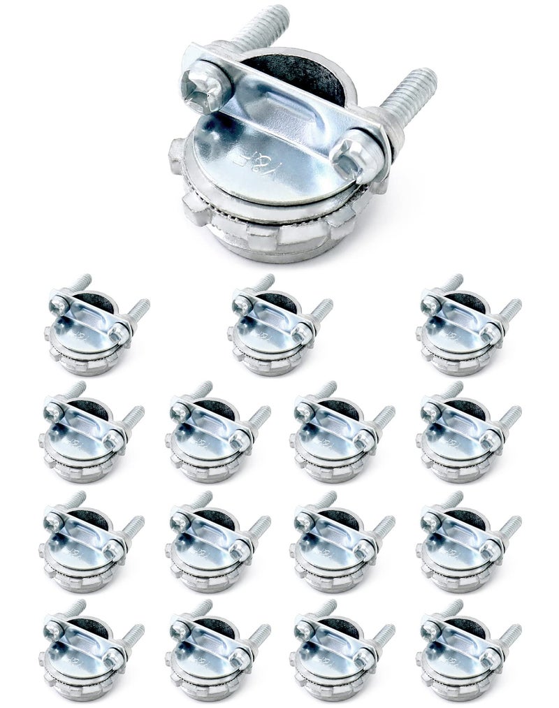QWORK Cable Connector 16 Pieces 12 Clamp Type Cable Connectors Steel Connector for Metallic Conduit Protect Cables