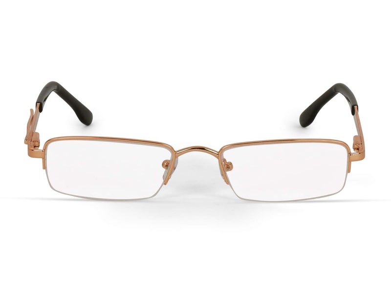 AEC MetalRead Rectangle Half Rim Power Reading Glasses With Pen Clip & Smart Carry Case (+1.25, Gold) - Image 3