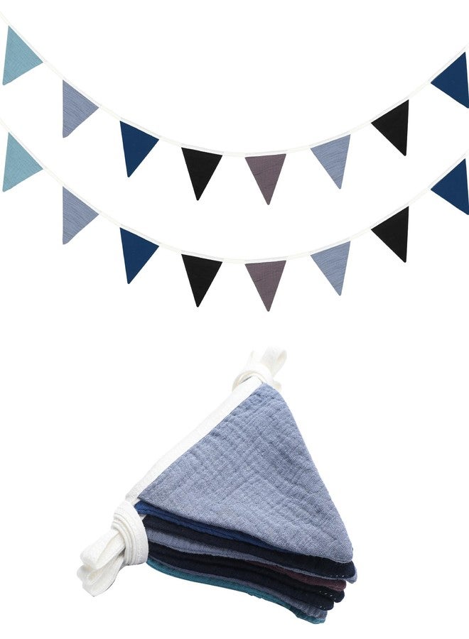 Oudain 15.5 ft Pennant Banner Flags, 2 Pcs Nursery Garland Triangle Bunting Flag Baby Banner for Nursery Decor Baby Birthday Boho Wedding Shower Party Event, Each 7.75 ft(Blue Color) - Image 1