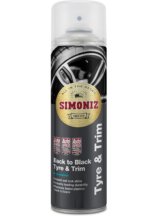 Simoniz SAPP0189A Tyre & Trim Shine, High Gloss Finish, Long-Lasting Protection for Tires and Trim, Enhances Black Surfaces, Resists Dirt and Fading- Black 500ml - Image 1