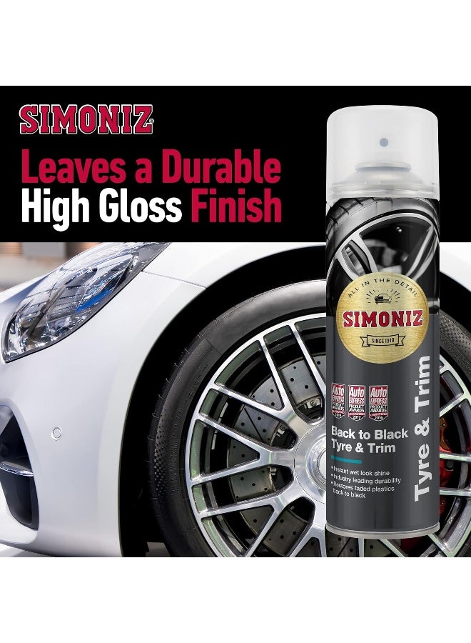 Simoniz SAPP0189A Tyre & Trim Shine, High Gloss Finish, Long-Lasting Protection for Tires and Trim, Enhances Black Surfaces, Resists Dirt and Fading- Black 500ml - Image 2