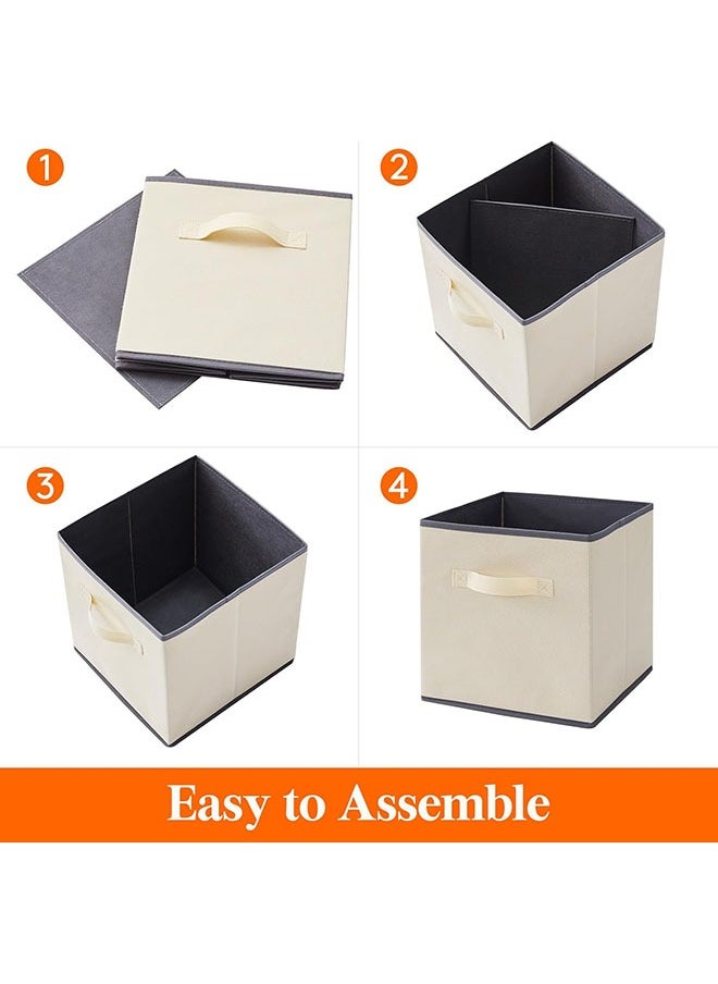 Collapsible Fabric Storage Cubes Organizer, Set of 12 Home Foldable Collapsible Storage Box, Fabric Cubby Organizer Baskets with Dual Handles, Cube Storage Bins for Shelf, Home and Office