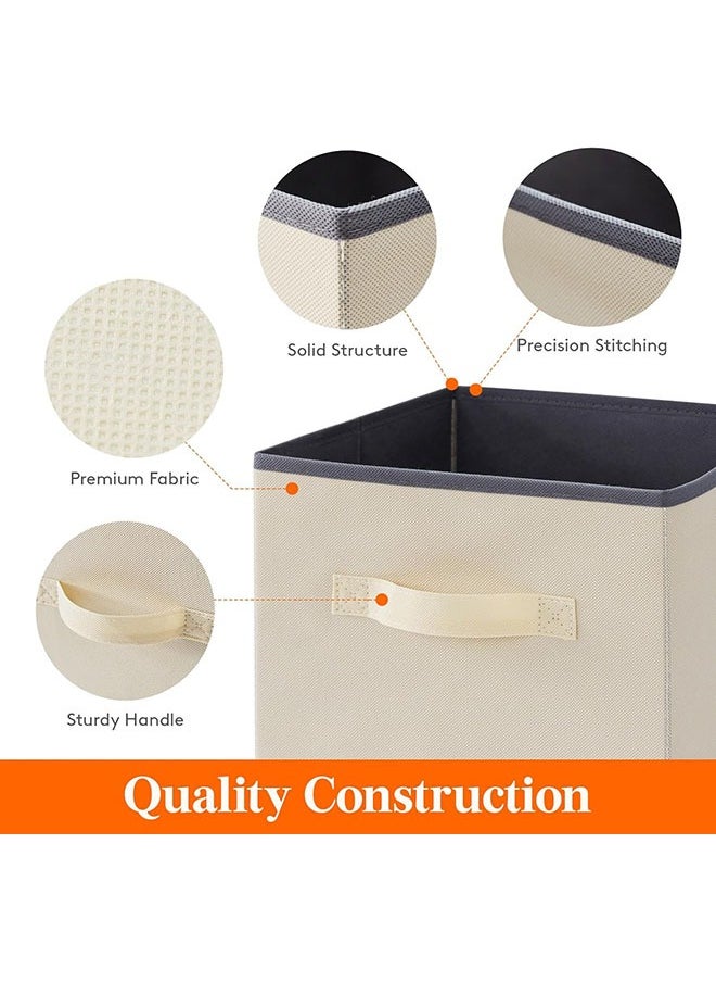 Hihonor Collapsible Fabric Storage Cubes Organizer, Set of 12 Home Foldable Collapsible Storage Box, Fabric Cubby Organizer Baskets with Dual Handles, Cube Storage Bins for Shelf, Home and Office  - Image 5