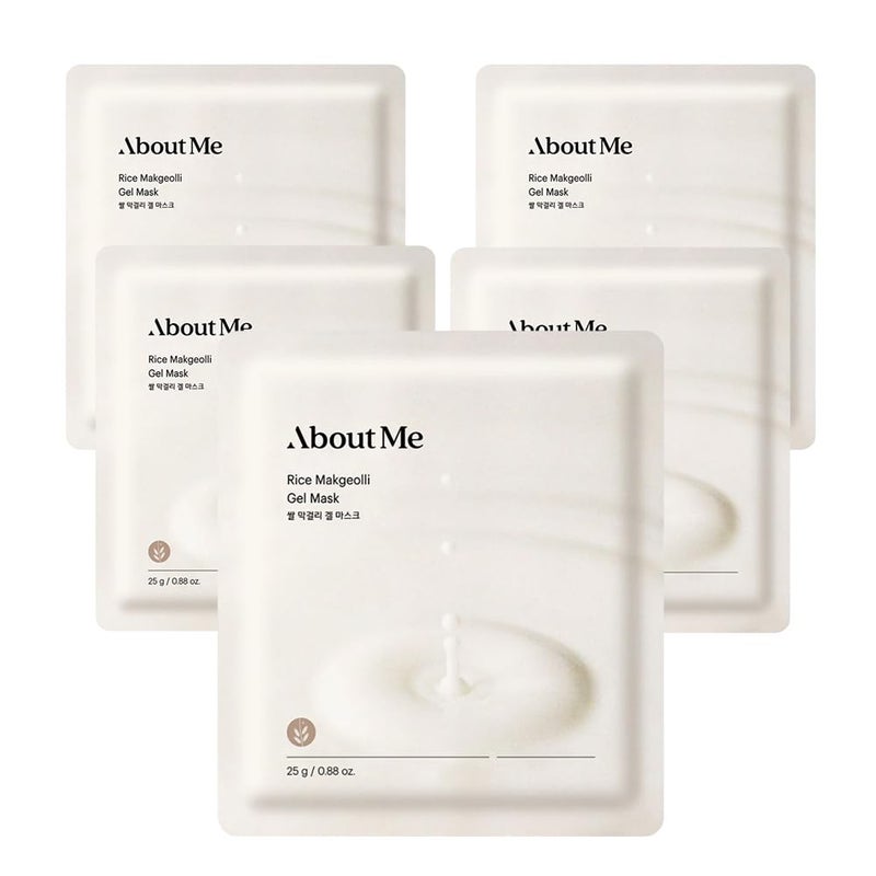 ABOUT ME About Me Rice Makgeolli Gel Mask - Hydrating Face Mask with Fermented Rice Wine for Smooth, Bright Skin, Vegan (5 Sheets)