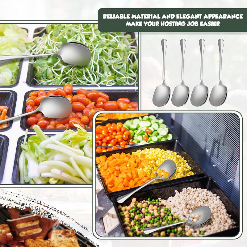 Layhit 42 Pcs Large Serving Spoons Stainless Steel Bulk for Buffet Highly Polished 8 Inches Metal Utensils Solid Dishwasher Safe Serving Spoons for Catering Salads Pasta Soup Home Party - Image 3